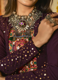 Mirror Work Purple Muslin Cotton Jacket Style Fancy Chaniya Choli