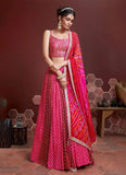 Good Looking Pink Party Wear Lehenga Choli For Chinon Silk Fabric