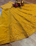 Wedding Wear Mustard Yellow Haldi Lehenga For Bride