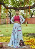 Digital Printed Muslin Cotton Jacket Style Fancy Chaniya Choli