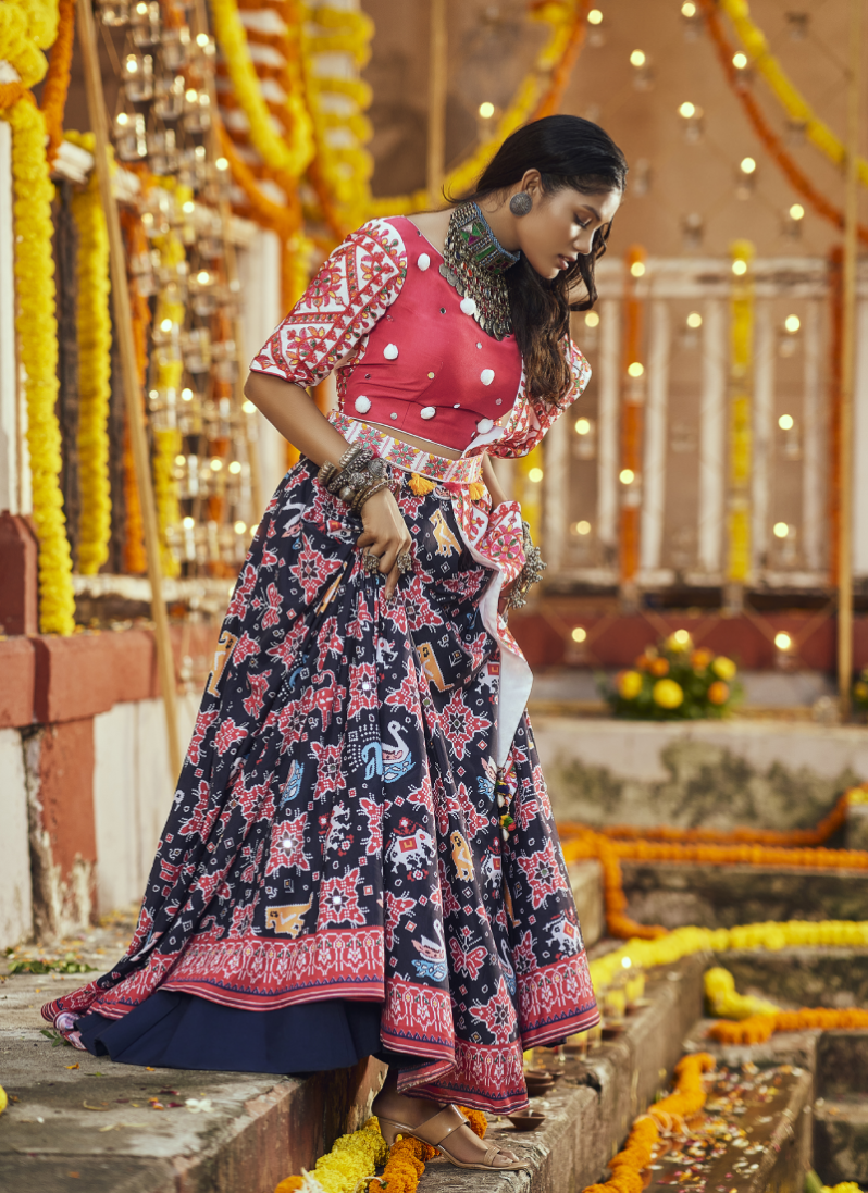Traditional Blue Patola Design Navratri Chaniya Choli Collection Adore Styelsus