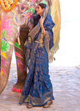 Beautiful Blue Soft Silk Handloom Weaving Traditional Saree