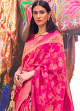 Hot Pink Soft Silk Sequence Work Wedding Wear Saree