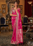Dazzling Pink Wedding Wear Tussar Silk Saree for Women