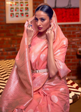 Occasion Wear Linen Peach Color Saree for Women