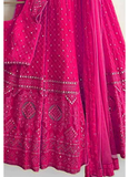 Dark Pink Sequence Work Faux Georgette Lehenga For Women