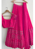 Dark Pink Sequence Work Faux Georgette Lehenga For Women