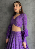 Designer Purple Lakhnavi Thread Work Georgette Lehenga Choli