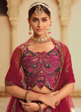 Fancy Blouse With Embroidered Deep Pink Shaded Lehenga Choli