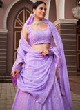Irresistible Lavender Lucknowi Work Georgette Lehenga Choli