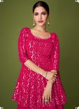 Designer Look Georgette Embroidery Work Pink Lehenga Dress