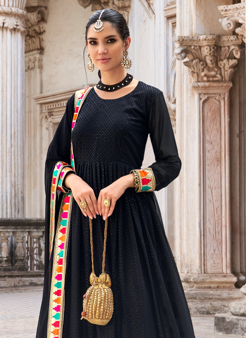 Black anarkali online suit online