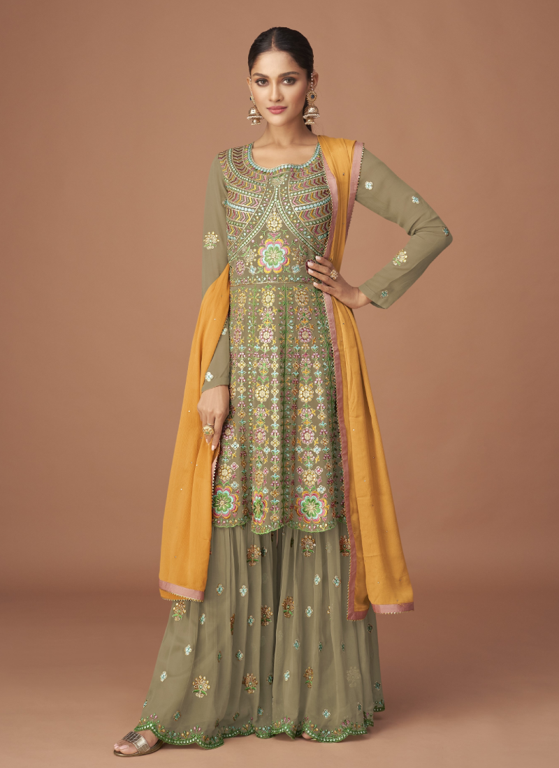 Eid Special Pure Georgette Sharara Dress With Long Kameez Adore