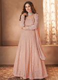 Wedding Wear Real Georgette Pink Party Wear Anarkali Suit Online