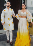 Yellow And White Silk Haldi Special Lehenga With Fancy Blouse